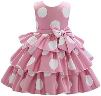 Niren Enterprise Girl's Polka Dot Pattern Satin Blend Frock Dress with Sleeveless Round Neck Knee Length and A-Line Pull On Closure Type