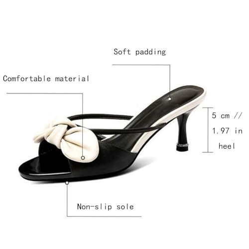 PURCHAWEE Women Open Toe Slingback Kitten Heels Bow Knot Stiletto Heeled Sandals Slip On Mules Wedding Evening Party Prom Dress Shoes Pumps2
