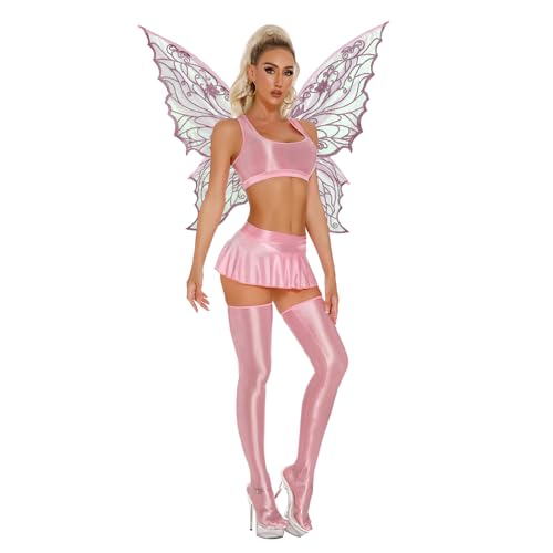 Costume papillon ange fée complet avec minijupe et ailes cosplay femme