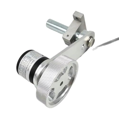 Codeur rotatif de mesure avec bras de fixation et roue métal 200mm