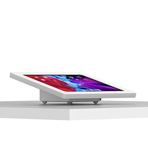 VidaMount White Exposed Rear Camera Enclosure and Fixed Tilted 15° Desk/Surface Mount [Bundle] Compatible with iPad Air 13