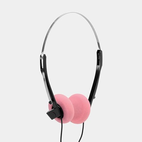 Retrospekt Retro Foam On-Ear Headphones – On-Ear Wired Headphones with Foam Earpads – 3.5mm Jack for Cassette Players, Walkmans, Boomboxes & More – Vintage-Style (Pink)