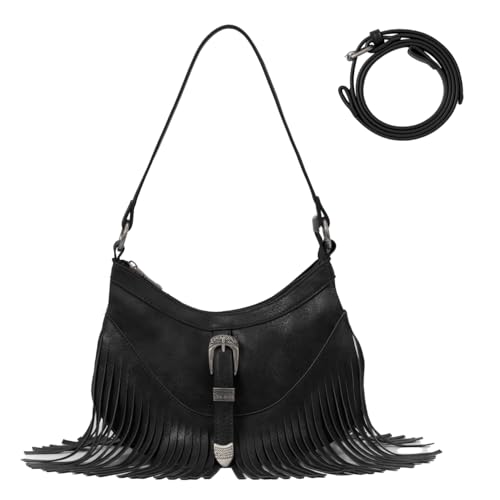 Sunwel Fashion Small Western Fringe Underarm Purse Mini Hipppie Shoulder Bag with Tassel for Women