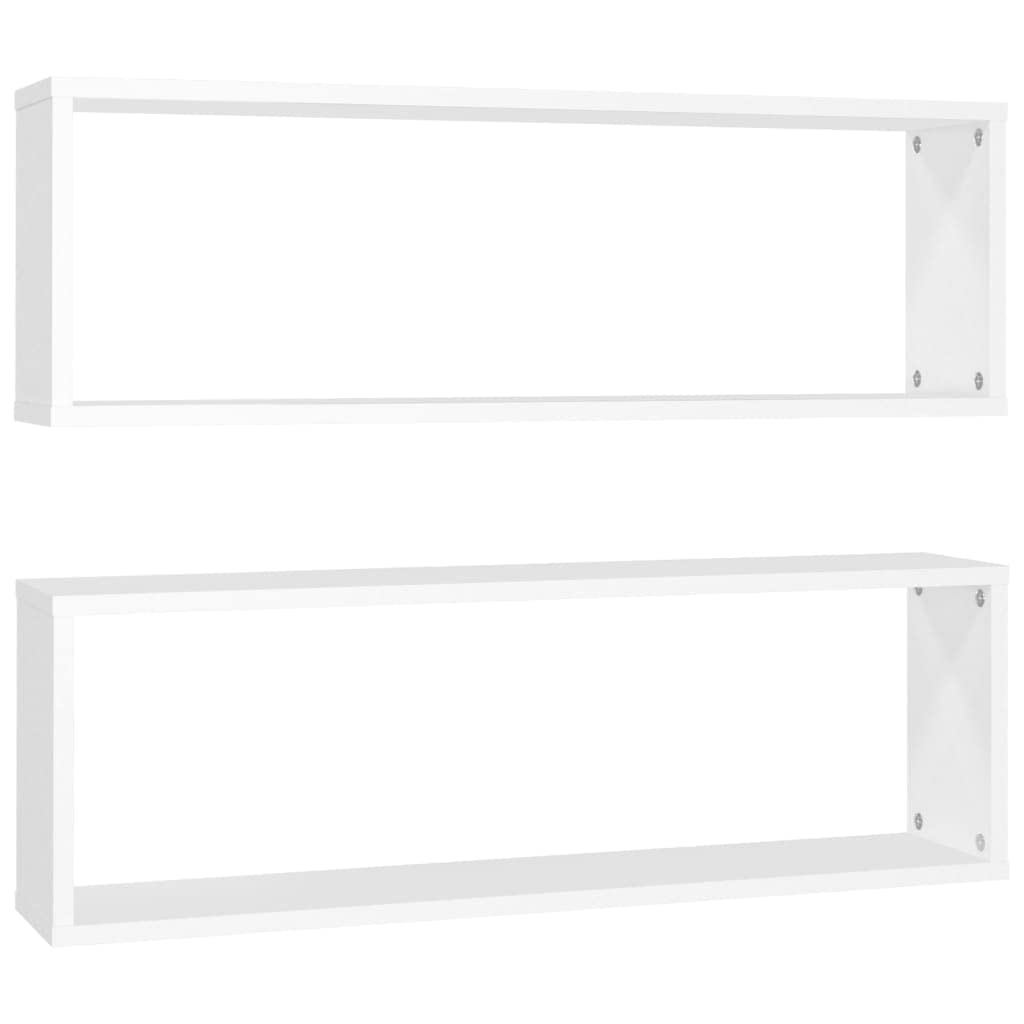 vidaXL Wall Cube Shelf 2 pcs White 80x15x26.5 cm Engineered Wood โ image 1