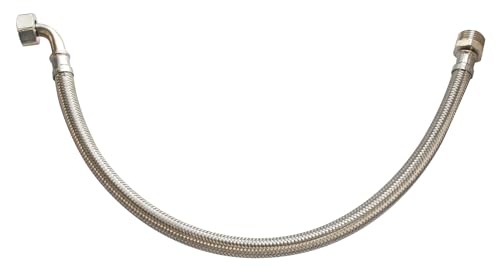 SOMATHERM FOR YOU, Flexible sanitaire 3/4 mâle avec écrou tournant coudé - Longueur 500mm - Tuyau EPDM tressé acier inox - Raccords laiton nickelé - Norme ACS, certifié QB