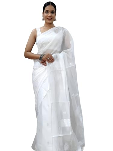 Image of Banarasi soft Cotton-Silk Saree with Unstitched Blouse - Graceful Design for Special Occasions, Weddings & Festivals