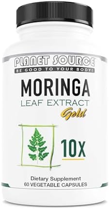 Moringa Leaf Gold Extract 10X – Vitamin A, Vitamin B, Vitamin C, Vitamin D, Vitamin E, and Minerals – Antioxidants – Natural Energy, Metabolism, Immune Support – 60 Count Veggie Capsules