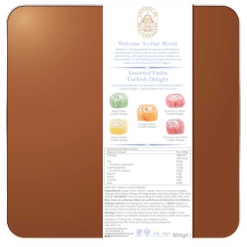 Chateau De Mediterranean Pasha Turkish Delight Assorted Fruit Mix - 500 g | Unique Flavour & Texture | Luxurious Selection with Fruity Flavours | Lokum Dessert Handmade in Turkey | Gourmet Gift