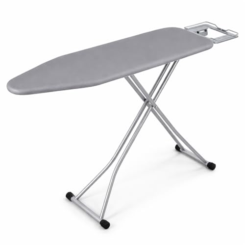 Tabla de Planchar Grande y Plegable con Altura Regulable Desde 70 a 90cm | 120x35cm | Estructura metálica | Soporte de Plancha Antideslizante | Funda rellena de algodón Resistente al Calor | Ligera