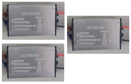 Image of 3 Quantity 50Watts 300mA LED Flood Light Driver | Input: AC 175-265V | Output: DC 120-180V | IP-65 | BIS Approved (Pack of 3)