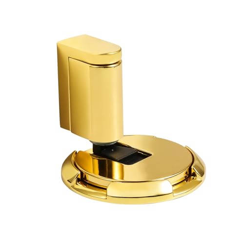 SAILANKA Windproof Door Stopper Indoor Heavy Duty Floor Door Stop Keep Door Open Mechanical No Drilling Door Stopper with Screws and Adhesive Pads, 1 Pack, Bright Gold