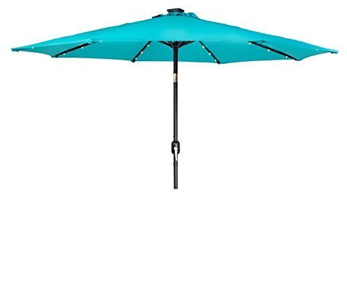 Trademark Innovations Deluxe Solar Powered LED Lighted Patio Umbrella - 9' - (Peacock Blue)