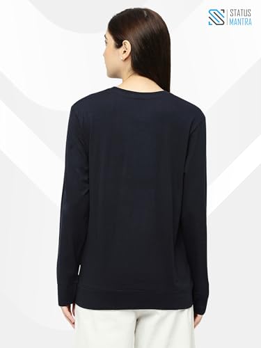 Image of STATUS MANTRA Women's Cotton Round Neck Regular Fit Sweatshirt | Full Sleeves and Smile Printed | Comfort Colour T-Shirt | Available in Multicolor & Size Small to 2XL