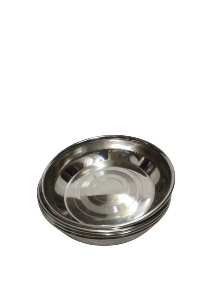 Dynore Stainless Steel Heavy Gauge Halwa Plates/Dessert Plates/Chutney Plate/Serving Plate- Set of 4 - Image 4 thumbnail