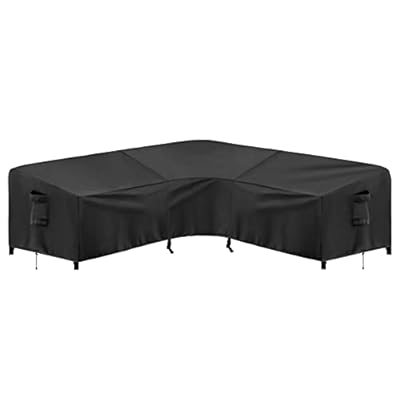 PureFit Outdoor Sectional Sofa Cover Waterproof V Shaped Patio Furniture Covers for Deck, Lawn and Backyard, 89”x89”, Black