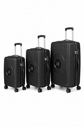 Kamiliant by American Tourister Might DW 3pc Set (55 + 68 + 79 cm) 4 Spinner Wheels Hard Top Polypropylene Black|Combination Lock|Internal Divider Pad|Cross Ribbons - 3 Years Global Warranty