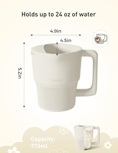 Image of Roslim Silicone Baby Bath Rinse Cup, Shampoo & Body Rinser with Easy-Grip Handle for Rinsing Hair and Body Washing, Lightweight, Non-Toxic for Babies, Toddlers, Kids (White)
