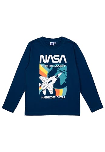 United Labels NASA Longsleeve für Jungen - Kinder Langarmshirt Sweatshirt Shirt Oberteil Langarm Blau (DE/NL/SE/PL, Numerisch, 134, 140, Regular)