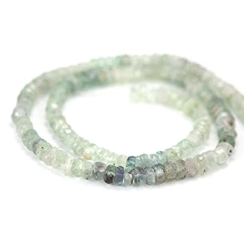 LKBEADS Fluoryt mikro fasetowany rondelles 10 zielony morski półszlachetny kamień szlachetny 4 - 4,5 mm