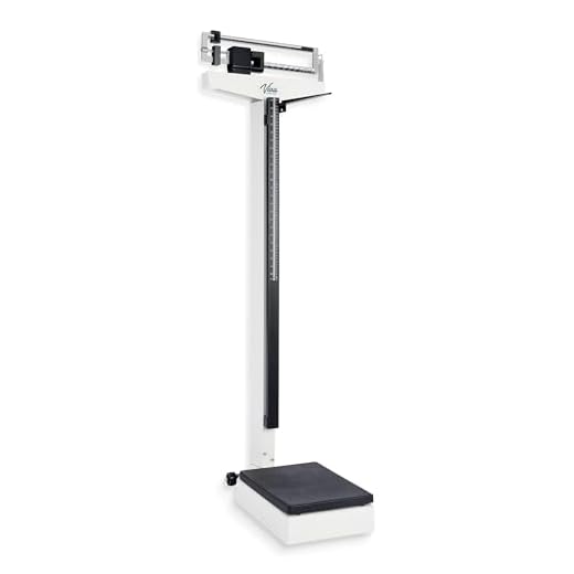 VivaComfort Mechanical Physician Scale with Height Rod - Manual Measuring Scale - Eye-Level Display Dual Reading Die-Cast Beam with Two Sliding Weights & Retractable Height Rod