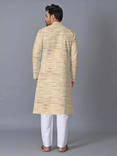Image of Men's South Cotton Textured Ethnic Kurta Regular Fit Traditional Casual Wear