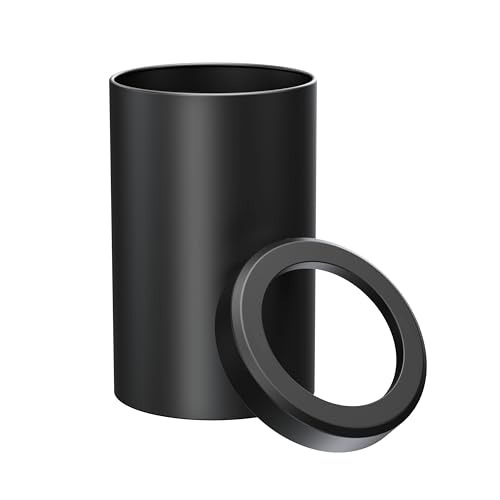 Image of Gatco Small Bathroom Trash Can With Lid, Round 3 Gallon Stainless Steel Wastebasket, Under Sink, Matte Black, For Bathroom, Bedroom, Office (1912)