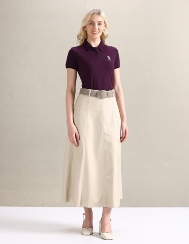 Image of U.S. POLO ASSN. Women's Cotton Regular Fit T-Shirt (UWAW24PTS153 Plum, Small
