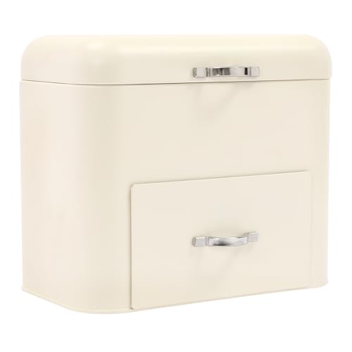 Stylish 2-Tier Bread Bins for Kitchen - Corner Design with Lid for Fresh Loaves, Biscuits in Milky White
