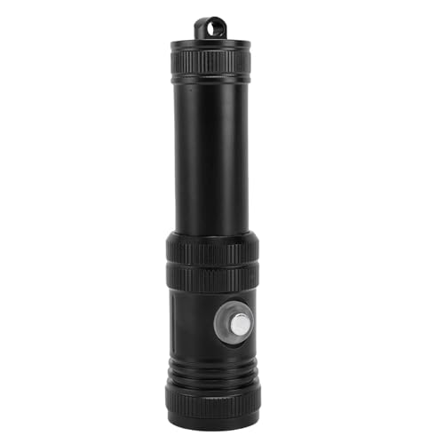 POENVFPO Luz de Buceo, 1200 Flujo Luminoso Impermeable Linterna de Buceo de 50 M Antorcha con Rendimiento de Batería Extendido, para Situaciones de Emergencia de Observación Marina de (BLACK)