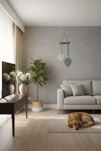 Image of AdFashionble Boho Macrame Wall Hanging Leaf Decor for Home, Living Room & Bedroom | Cotton Thread Art with Wooden Rod | Minimalist Handmade Wall Decoration | Aesthetic Nordic Wall Art for Home, Office & Gift Purpose Lenght- 58 cm Width- 15 cm (GREY & OFFWHITE)