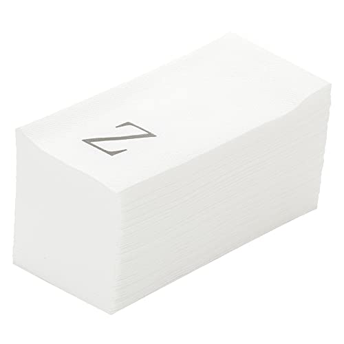 Luxenap - Toallas de invitados de tacto de lino de 15.8 x 7.9 pulgadas, 2000 toallas de mano con letras – letra plateada 'Z', fuente sin serif, servilletas de papel blanco, colocadas al aire, para