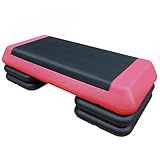 GYMFLEX Aerobic Stepper für Fitness und Training, 76x35cm Steppbrett Höhenverstellbar, Step-Plattform-Trainer rutschfest für Zuhause mit 4 Stufen, Rot-schwarz