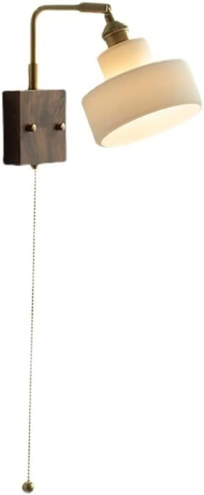 Lámpara de Pared Lámparas de Pared de Vidrio japonés E27 1 luz Aplique de Pared Ajustable de latón Cepillado con Interruptor Iluminación de Pared Compatible with Pasillo de Sala de Estar,Lámparas