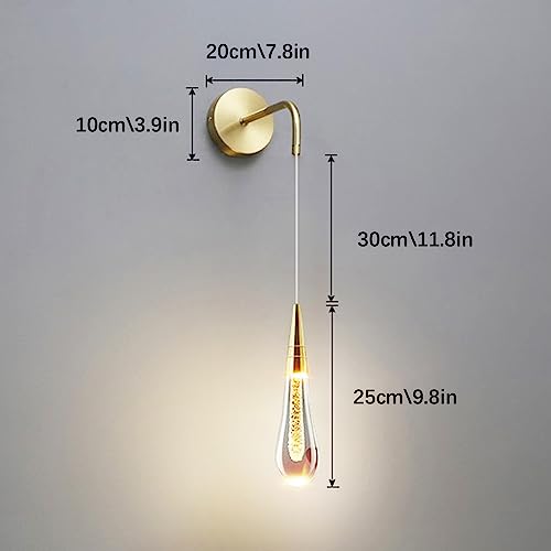 Aplique de pared LED de aluminio de 5W y diseño de lágrima moderna con pantalla de cristal 5