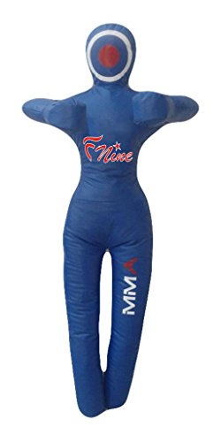 FNine Sac de frappe en cuir pour MMA - Mains autour de la poitrine - Bleu - 177,8 cm - Taille L Cover