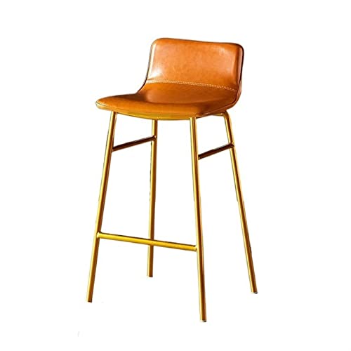 OGYJMSFN Bar stool Simple and Modern Household Dining Chairs Light Front Desk Bar High Chair Backrest Leather Iron Stool Breakfast Bar Stools(Orange)