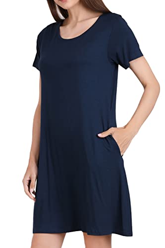 Image of Miss Lavish London Women's Relaxed Fit T Shirt Dress with Pockets Short Sleeve Summer Vacation Dresses