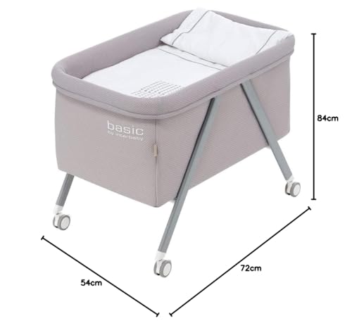 Minicuna aluminio Basic Interbaby Gris incluye Textil exterior + Colchón + Colcha + Almohada