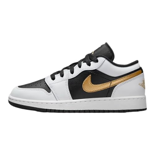 Air Jordan 1 Low Gradeschool White/Metallic Gold-Black 553560-172 6.5Y