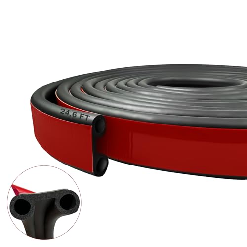 24.6Ft Rubber Weather Tailgate Seal Strip fits Pickups Truck Cap Auto Car Car Weather Stripping Double-Bulb Seal Dustproof Noise Reduction