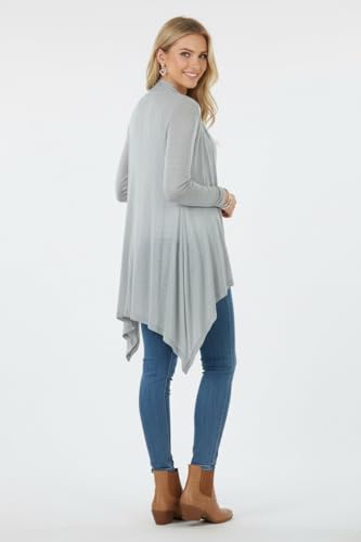 Image of ToBeInStyle Womens Open Front Long Sleeve Lightweight Asymmetrical Draped Cardigan with Side Pockets