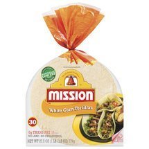 Mission White Corn Tortillas, Small Soft Taco Size, 30 Count, Gluten Free, Trans Fat Free