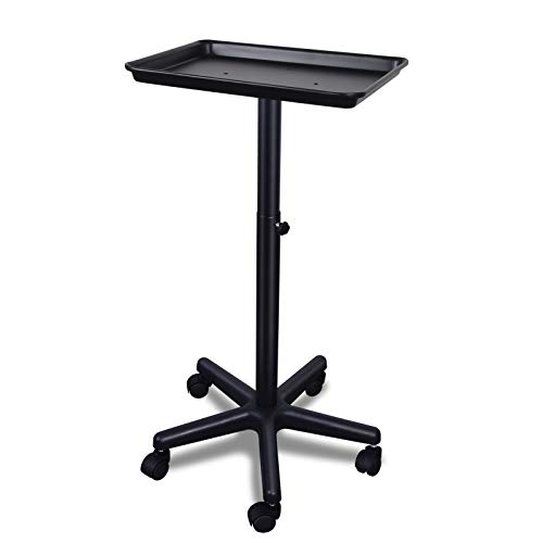 Salon Tray with Tools holders, Height Adjustable Salon Service Tray Easy to assemble, 5-Stars Swivel Casters Hair Color Service Tray, Salon Rolling Tray on Wheels
