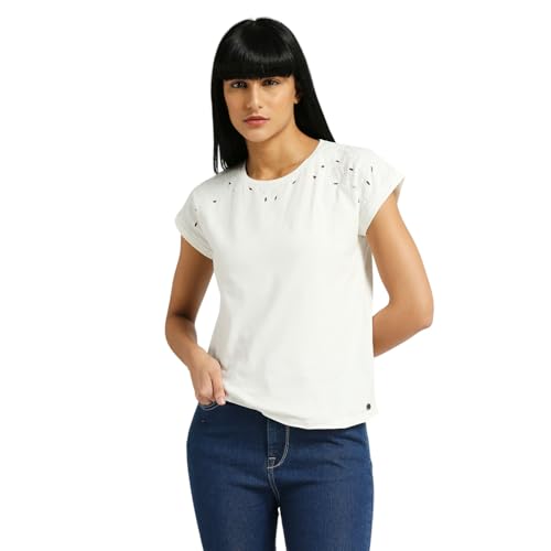 Image of Pepe Jeans Women's Cotton Solid Relaxed Fit T-Shirt