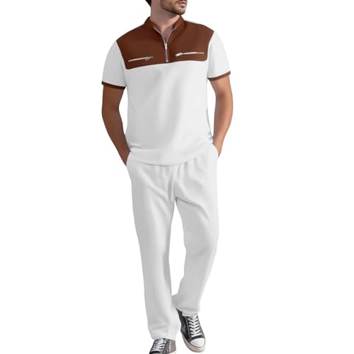 Camiseta con cremallera y pantalón holgado para evitar el calor con un look moderno