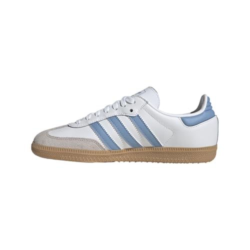 adidas FTWWHT/ASHBLU/GUM3 Unisex Samba OG J FTWR whiteAsh Blue/Gum 3 4.5 US, Wide Little_Kid
