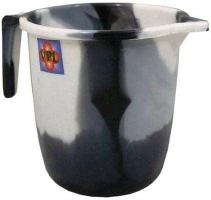 Tie Dye Design 1.5 Litre Plastic Water Jug with Handle and Spout Kitchen Plastic Mugs for Bathroom, Hair Washing Jug (Black) (1)