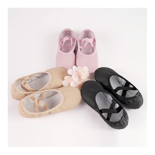 PU Ballet Shoes for Toddler Girls Children Dance Shoe Leather Ballet Flats Kids Soft Sole Gymnastics Shoes Dancing Slippers(Pastel Violet,22(Foot 16cm))3