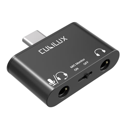Cubilux USB C to TRRS MIC Adapter with Monitor, Type C Headphone Microphone Splitter, 3.5mm Audio MIC Connector for iPhone 16/15, iPad Pro 13/12.9/11, iPad Air 13/5th/4th, Galaxy, Pixel, Android Phone