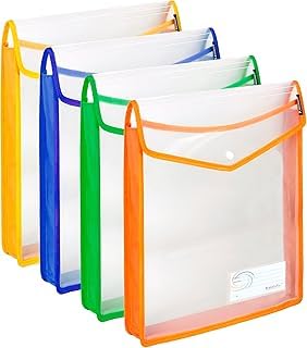 Image of Plastic Poly Envelope File Folder with Snap Button Closure, Waterproof, Legal Size, Assorted Colours (5)